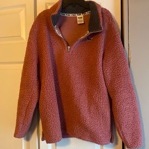 Pink Sherpa jacket half zip